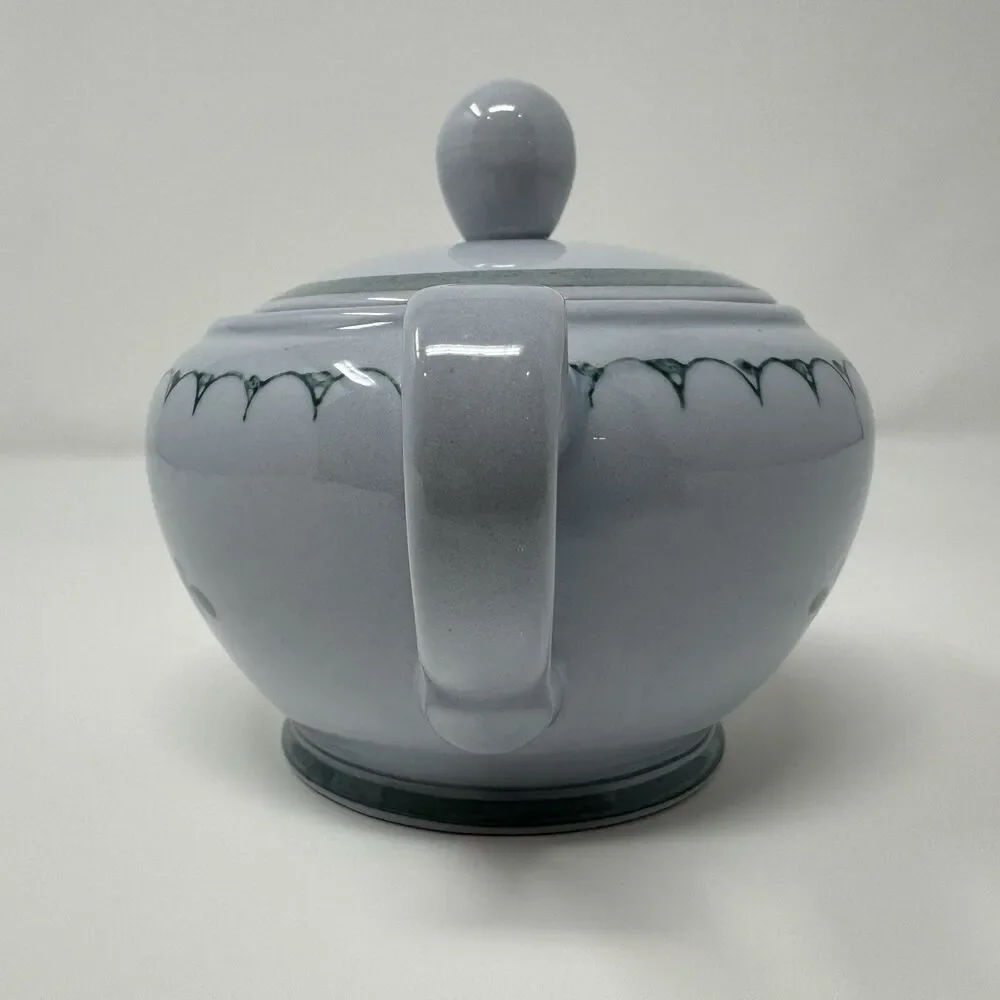 Arabia Finland Green Thistle Sugar Bowl and Lid Handpainted Vintage